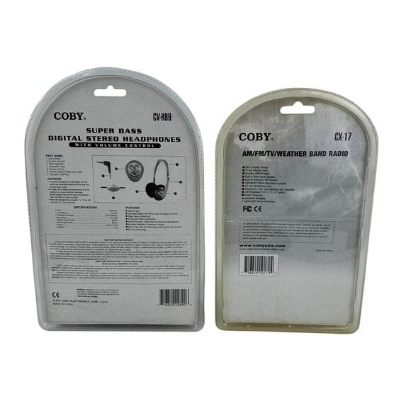 VTG COBY CV-H89 Super Bass Digital Stereo Headphones and Coby Radio Both are NIP - Picture 2 of 2